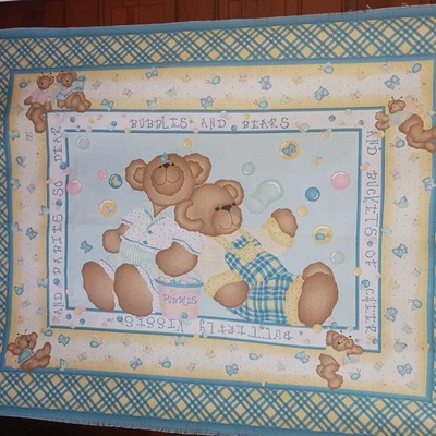 Panel de edredón Daisy Kingdom Butterfly Bears guardería #1609 1 punto bordes deshilachados Foto 1 de 4