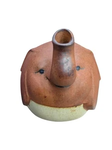 UCTCI Elephant Creamer Pottery Brown Textured 70s Rustic Cute Happy Japan VTG - Picture 1 of 14