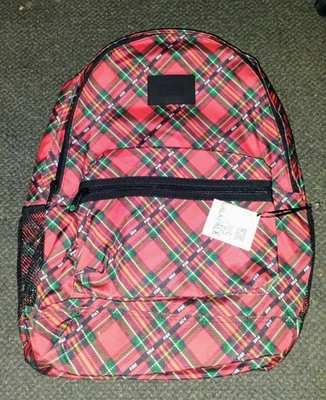 Victoria's Secret ROSA Rojo Tartán Cuadros Campus Tamaño Completo Mochila Escuela Foto 1 de 3