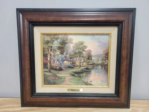 Thomas Kinkade Classic Collection 16,5" óleo sobre lienzo de fibra #Hometown Lake - Imagen 1 de 7