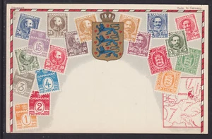 Zieher #72 unused PPC. Stamps & Map of Denmark, flat print - Picture 1 of 1