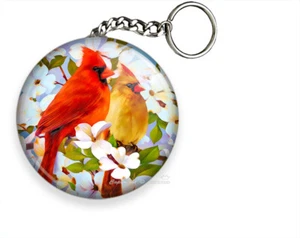 CARDINAL BIRDS MAGNOLIA FLOWERS NEW KEYCHAIN KEY CHAIN RING BIRD LOVER GIFT IDEA - Picture 1 of 1