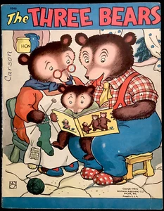 THE THREE BEARS ~1940’s Cloth-like Lithograph Picture Classic Children's Book - Picture 1 of 4