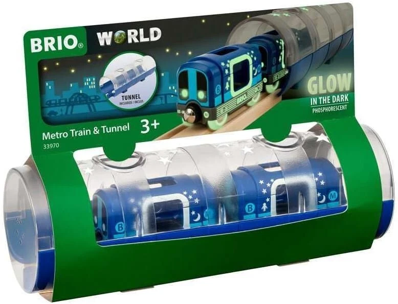 BRIO 33970 WORLD Metro Train & Tunnel Wooden Rail Toy Japan