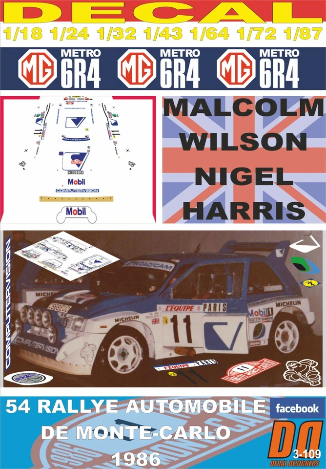 DECAL MG METRO 6R4 MALCOLM WILSON R.MONTECARLO 1986 DnF (06) - Image 1 of 1