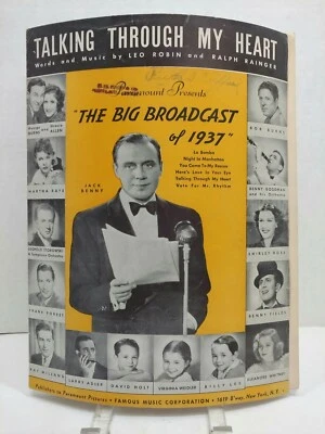 Talking Through My Heart Sheet Music Film Soundtrack Big Broadcast 1937 F3T - Image 1 of 3
