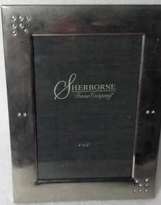 Sherborne Photo frame Silver tone/rhinestons 4" x 6" photo. standing easle felt - Picture 1 of 4