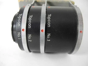 TOPCON EXTENSION TUBES NO. 1, 2 & 3.PERFECT CONDITION WITH BOX FOR EXAKTA - Picture 1 of 7