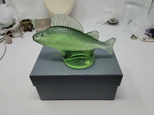 Vintage Lalique Green Glass Perch Figurine With Box - Picture 1 of 12