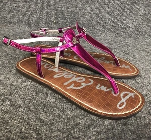 Sam Edelman Gigi Charm Fuchsia Slingback Thong Sandals Youth Girls Sz 4 (EU 35) - Picture 1 of 8