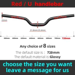 Mountain Bicycle Handlebar Full Carbon Fiber Riser Bar 580mm-720mm 31.8/25.4mm - Picture 1 of 32
