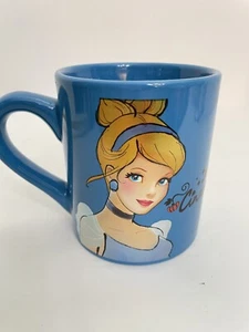 Vintage Disney Cinderella Blue 14 oz. Ceramic Laser Print Mug Cup Iridescent HTF - Picture 1 of 7