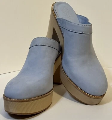 Zuecos Kimberly Whitman X Antonio Melani para mujer 10M azul cielo madera boho años 90 Y2K Foto 1 de 4