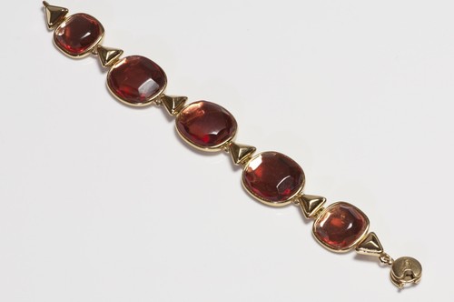 SAINT LAURENT (YSL) Bracciale Vintage Yves Saint Laurent Paris YSL Placcato Oro Finta Ambra