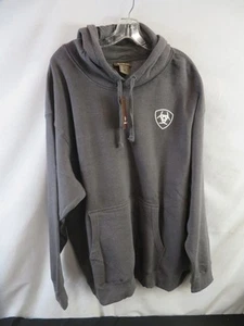 Ariat Hoodie Men's 2XL Gray Camo Sweatshirt Flag Cowboy Western Hunting USA - Picture 1 of 3