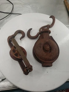 Guía de polea de cuerda de gancho de bloque vintage + polea pequeña - Imagen 1 de 14