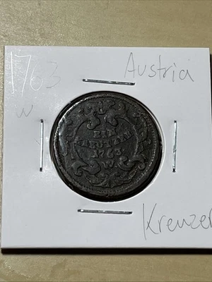 Moeda Kreuzer Áustria 1763 W - Imagem 1 de 2