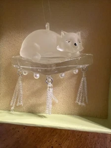Kurt Adler Frosted Glass Cat Christmas Ornament NIB - Picture 1 of 11