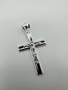 Solid 925 Sterling Silver Mens Chunky Large Cross Pendant 45mm X 22mm Size New - Picture 1 of 11