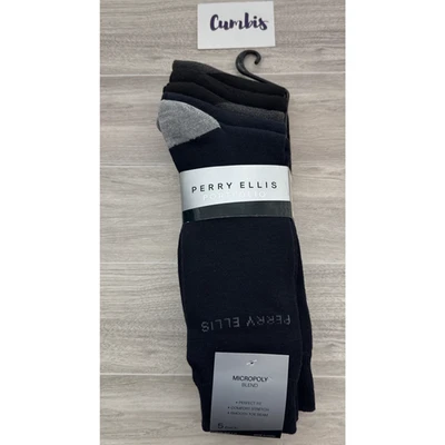 Paquete de 5 pares de calcetines de vestir de negocios Perry Ellis Portfolio Crew mezcla de micropolios 7-12 Foto 1 de 4