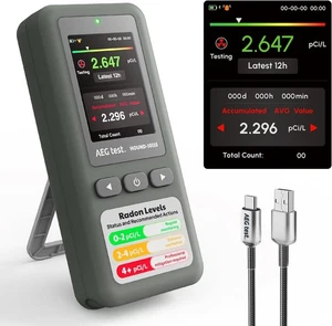 Tragbarer Radon Gasmelder für Haus, Keller, Keller oder Reisen. Hohe Genauigkeit - Bild 1 von 7
