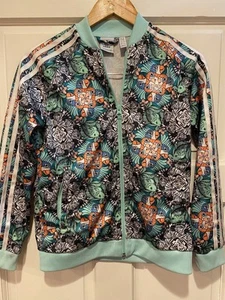 Adidas Track Jacket Parrot Zebra Fish Tropical Girls Size Medium Full Zip  - Picture 1 of 7