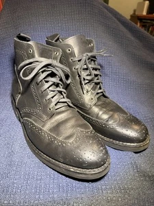 Thursday Boot Company Co Wingtip Lace Up Black Leather Boots Men's 10.5 - Picture 1 of 11