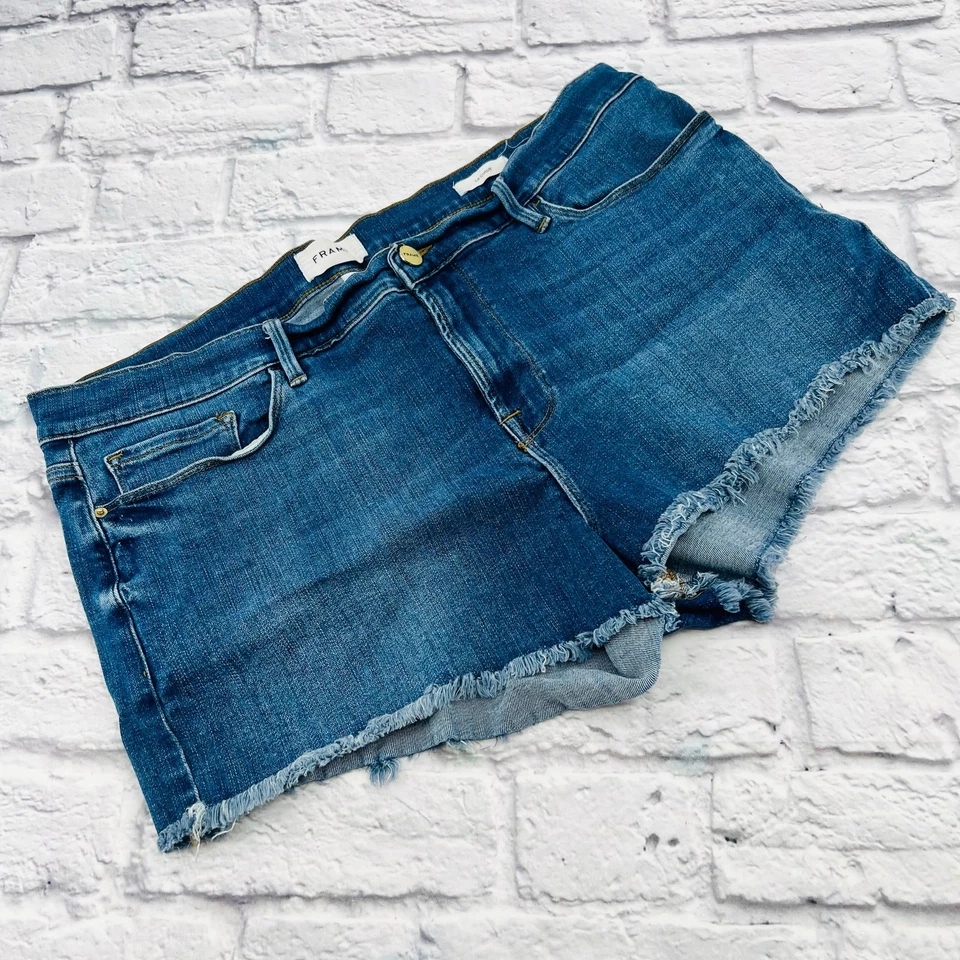 Frame Mujer Le Cut Off Denim Corto Talla 33 Azul Medio Lavado Elástico Foto 1 de 4