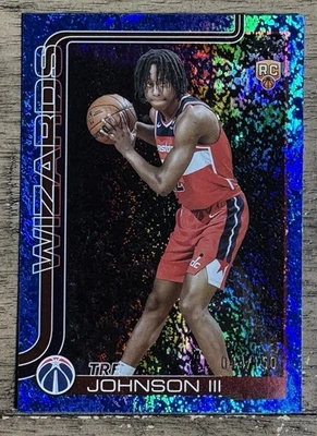 Tre Johnson III 2025 Topps Rookie Blue Holo Foil/150 Wizards RC SP #206 Foto 1 de 2
