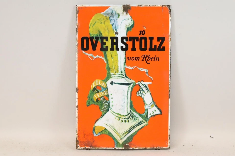 Altes Werbe Emailleschild Overstolz vom Rhein (BK6768) - Bild 1 von 4