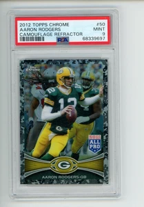 2012 Topps Chrome Aaron Rodgers #50 All Pro Camouflage Refractor 145/499 PSA 9 - Bild 1 von 2