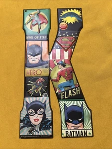 DC COMICS METAL "K" SIGN - GOLDEN AGE SUPERHEROES  10" X 5" OOP - Picture 1 of 5