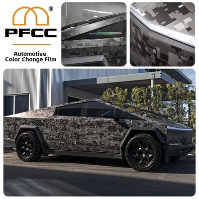 Película de protección de pintura precortada Cybertruck hágalo usted mismo camuflaje oscuro envoltura cambio de color Foto 1 de 4