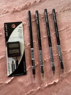 LOT OF 4 Wet n Wild Color Icon Eye Liner Pencils & 1 Pencil Sharpener #651 Black - Image 1 of 4