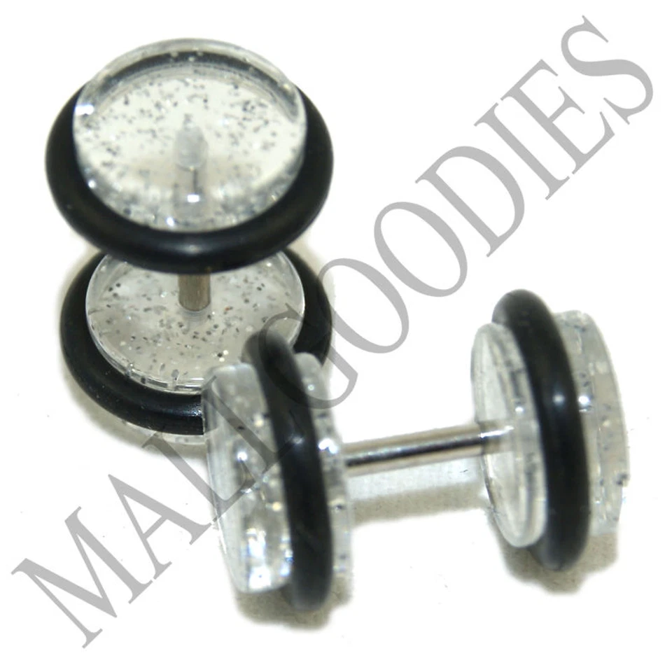 1170 Falso Cheater Illuion Tapones de Imitación Tachuelas Medidores Brillo Transparente 0G Look 16G Bar Foto 1 de 1