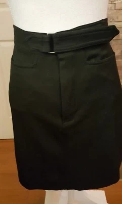 VERTIGO Paris Womens Pencil Skirt Sz 4 Stretch Pockets Belt Made in France Black - Image 1 of 4