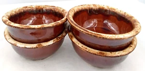 Hull Pottery Small Bowls Brown Drip Glaze Oven Proof 5.25 inch Vtg USA Set of 4 - Picture 1 of 4