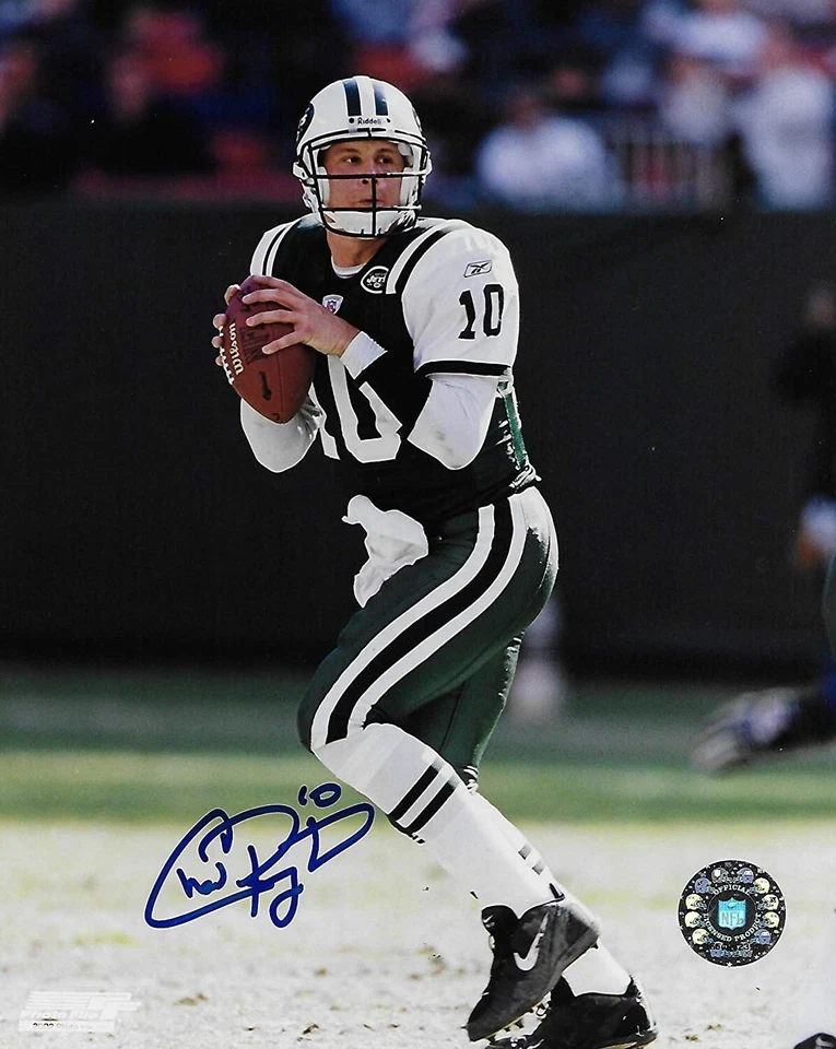 Foto firmada autografiada 8x10 por Chad Pennington New York Jets prueba de certificado de autenticidad. Foto 1 de 2