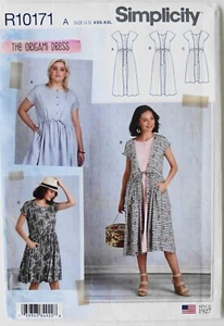 Simplicity 8879 Misses Origami Dress 2 Lengths Sewing Pattern Sz XXS-XXL - Picture 1 of 1