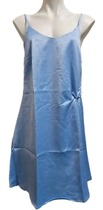 Viwenni Baby Blue Satin Dress With Front Side Twist *PICK SIZE* Y32 - Picture 1 of 3