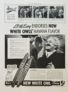 1940 White Owl Cigars Vintage Ad J P McEvoy endorses havana flavor - Picture 1 of 1