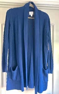Neu mit Etikett Größe M lang St John's Bay Tunika hell marineblau 100 % Baumwolle Cardigan Jacke - Bild 1 von 9