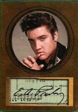 ELVIS PRESLEY / AUTOGRAPH CARD / BLUE CHRISTMAS & NOVELTY BILL / STAMP / MINT!