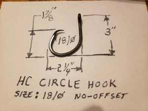 5 Pack- Circle Hooks N0-Offset Size 18/0  Big Game/ Shark Hooks/ Gator Hooks . - Picture 1 of 2