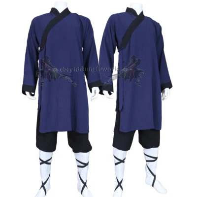 KUNGFUWORLD Custom Shaolin Monk Robe Kung fu Tai chi Uniform Martial arts Suit 25 Colors