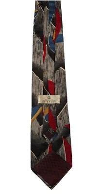 Corbata de seda abstracta negra roja de diseñador vintage Givenchy Monsieur hecha en EE. UU. Foto 1 de 4