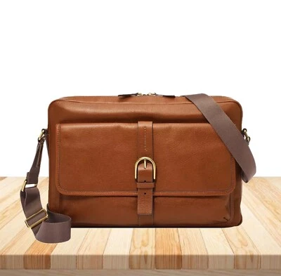 Fossil Camden Leather Messenger Bag With Adjustable Detachable Shoulder Strap - Image 1 of 4