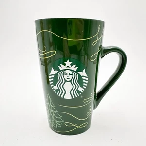Starbucks 2020 Coffee Mug Green Christmas Tree Etched Ribbon Mermaid Latte 16 oz - Picture 1 of 9