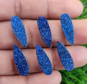Natural Titanium Agate Druzy Quartz Gemstone Necklace Making Teardrop Drusy - Picture 1 of 10