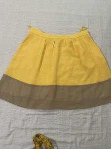 J.Crew Damen gelb khaki Rock Plissee zwei Seitentaschen Größe 6 De Segunda Man - Bild 1 von 9